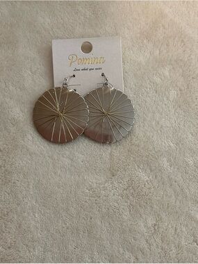 Pomina Silver Round Radiant Dangle Earrings